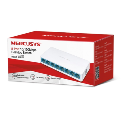 Switch MERCUSYS de Mesa 8 Portas 10/100Mbps - MS108